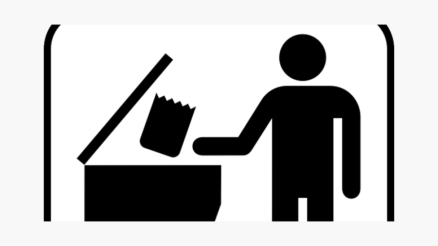 Pictogram med soptunna och gubbe 